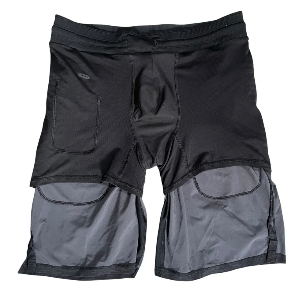 Lululemon T.H.E Short 9” Liner In Heather All‎ Over Deep Coal Black Size M